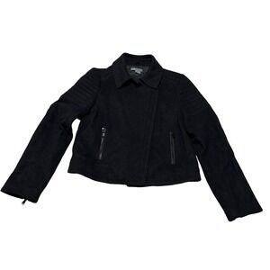 Vince Asymmetrical Zip Wool Blend Biker Moto Jacket Black Size M 19 x‎ 22.5